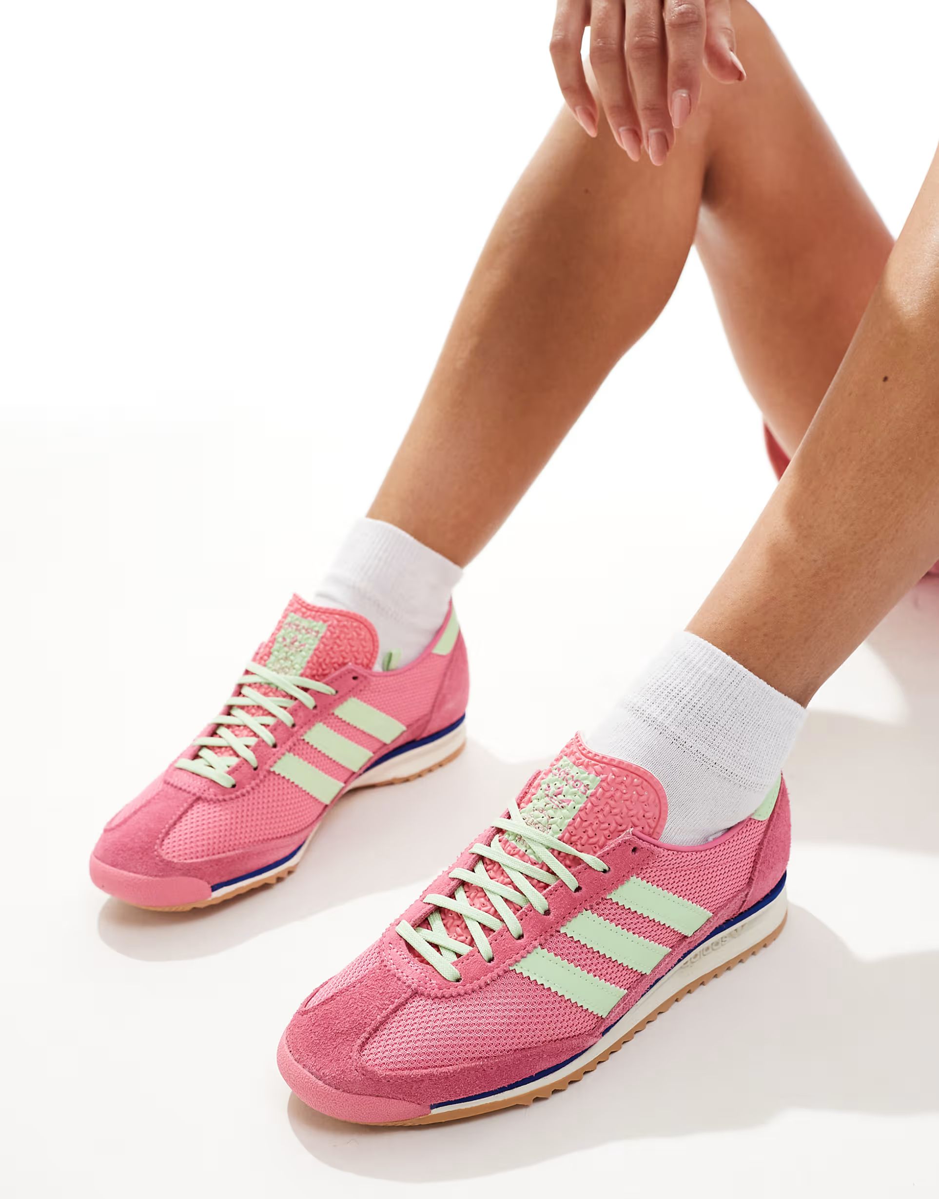 adidas Originals SL 72 OG trainers in pink and green | ASOS (Global)