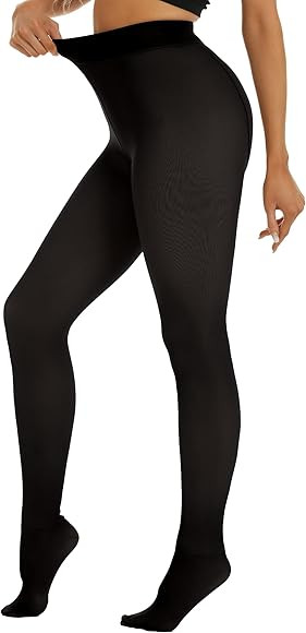 Neufigr Fleece Lined Tights Womens Leggings Thermal Pantyhose Fake Translucent Tights Opaque High... | Amazon (US)
