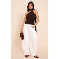 White Seam Detail Barrel Jean | PrettyLittleThing US