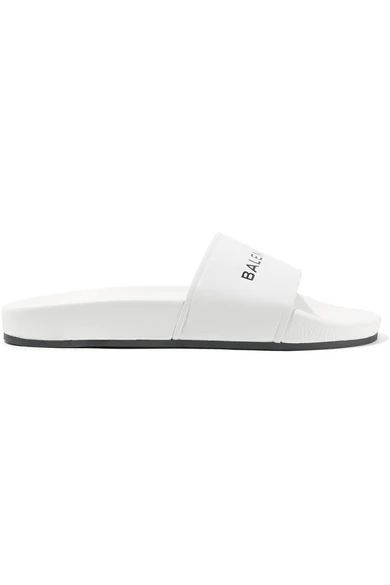 Logo-print leather slides | NET-A-PORTER (UK & EU)