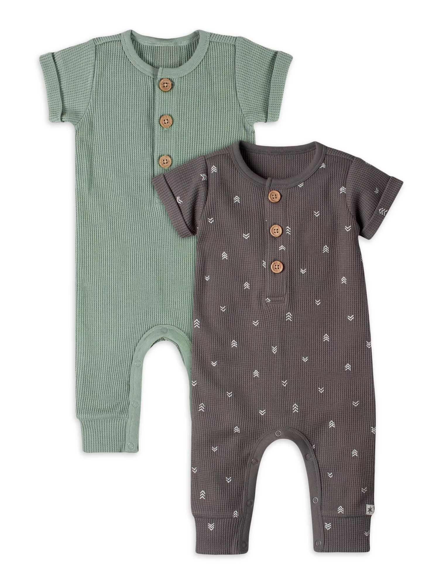 Modern Moments by Gerber Baby Boy Waffle Romper, 2-Pack, Sizes 0/3 -24 Months | Walmart (US)