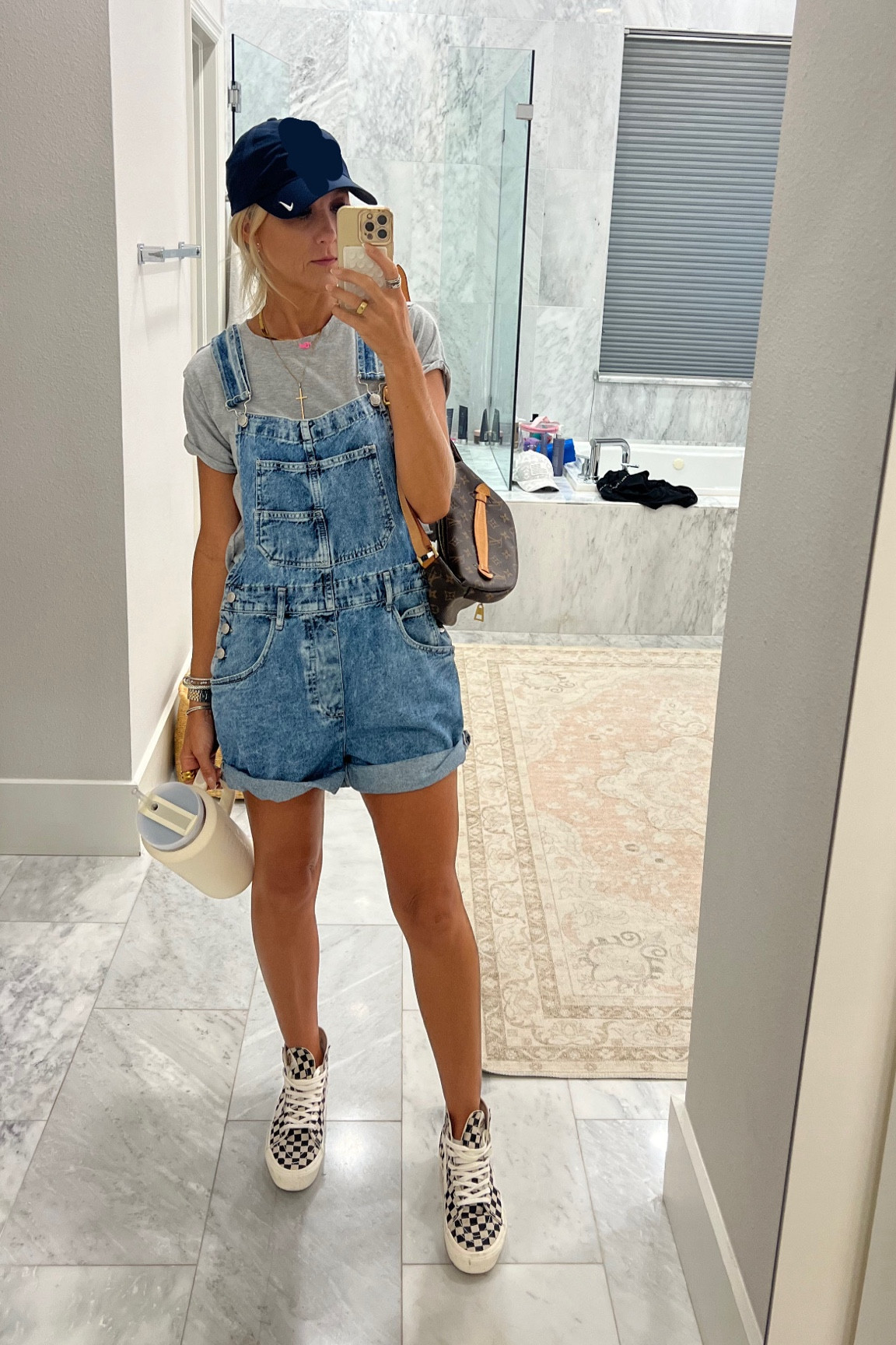 Denim overalls Friday night lights outfit checkered high tops mom outfit 

#LTKFindsUnder100 #LTKShoeCrush #LTKStyleTip