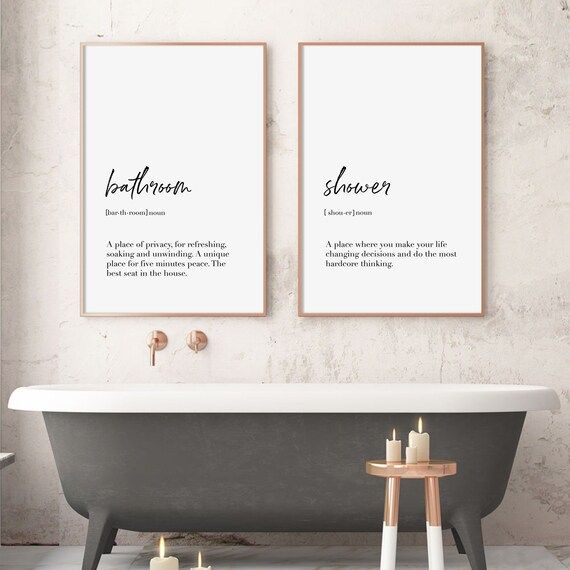 Bathroom Definition Wall Print, Shower Definition Wall Print, Set of 2 prints, Printable Bathroom... | Etsy (CAD)