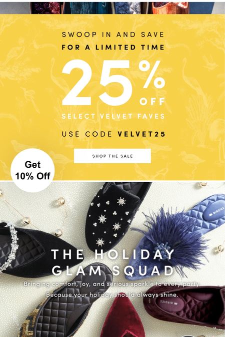 Sale alert! Get 25% off any velvet Birdies shoes for a limited time! I have the feathered brooch Dove slides in black & love them! They fit tts. My code: THEDARKPLUM10OFF is good any time for an additional 10% off! 🙌 Now is a great time to pick up a pair of comfy festive flats for any holiday party, or buy Christmas gifts! 🖤

#LTKHoliday #LTKshoecrush #LTKsalealert