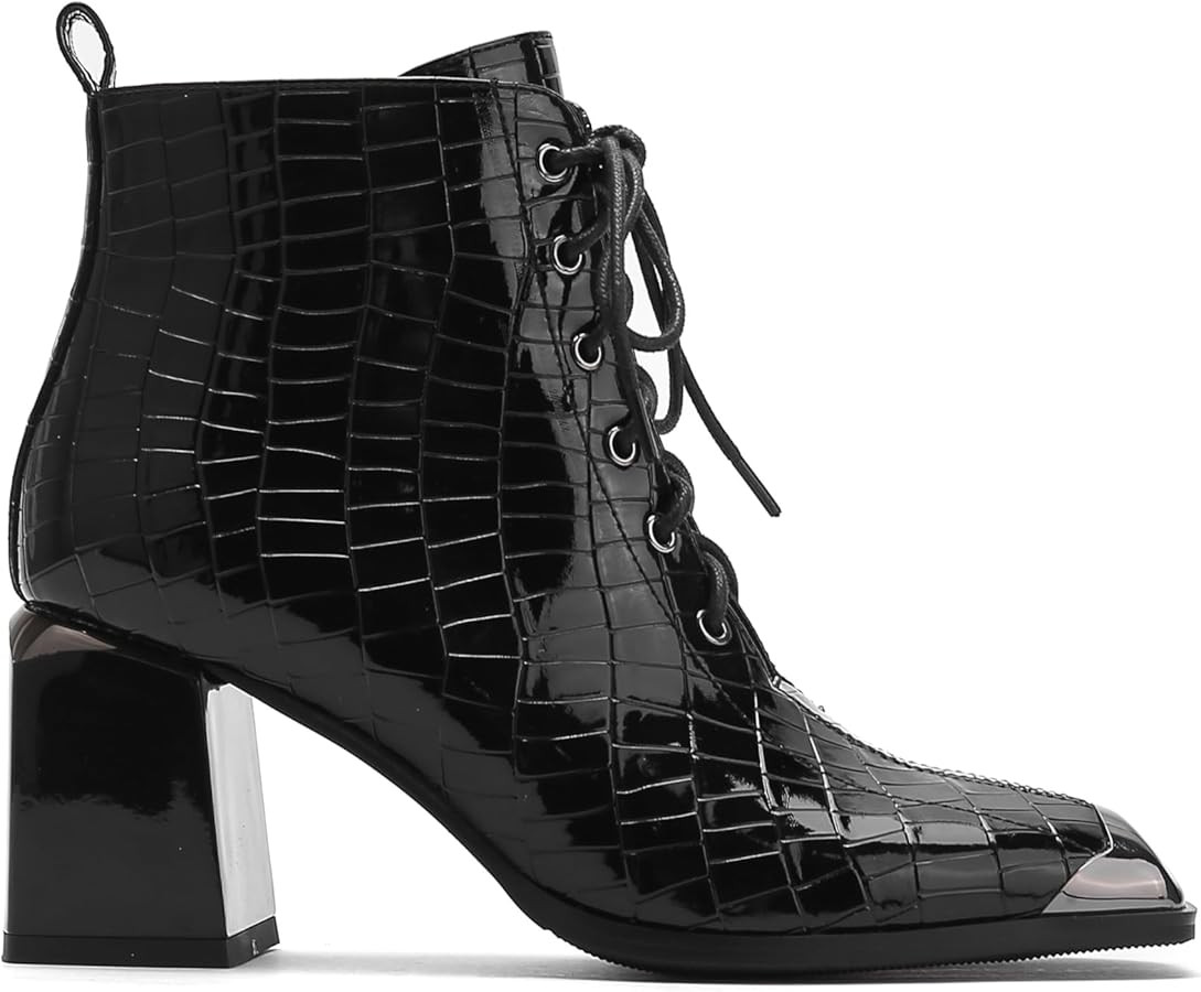 Ninety Union FANTASTIC Crocodile Patent Lace Up Bootie | Amazon (US)
