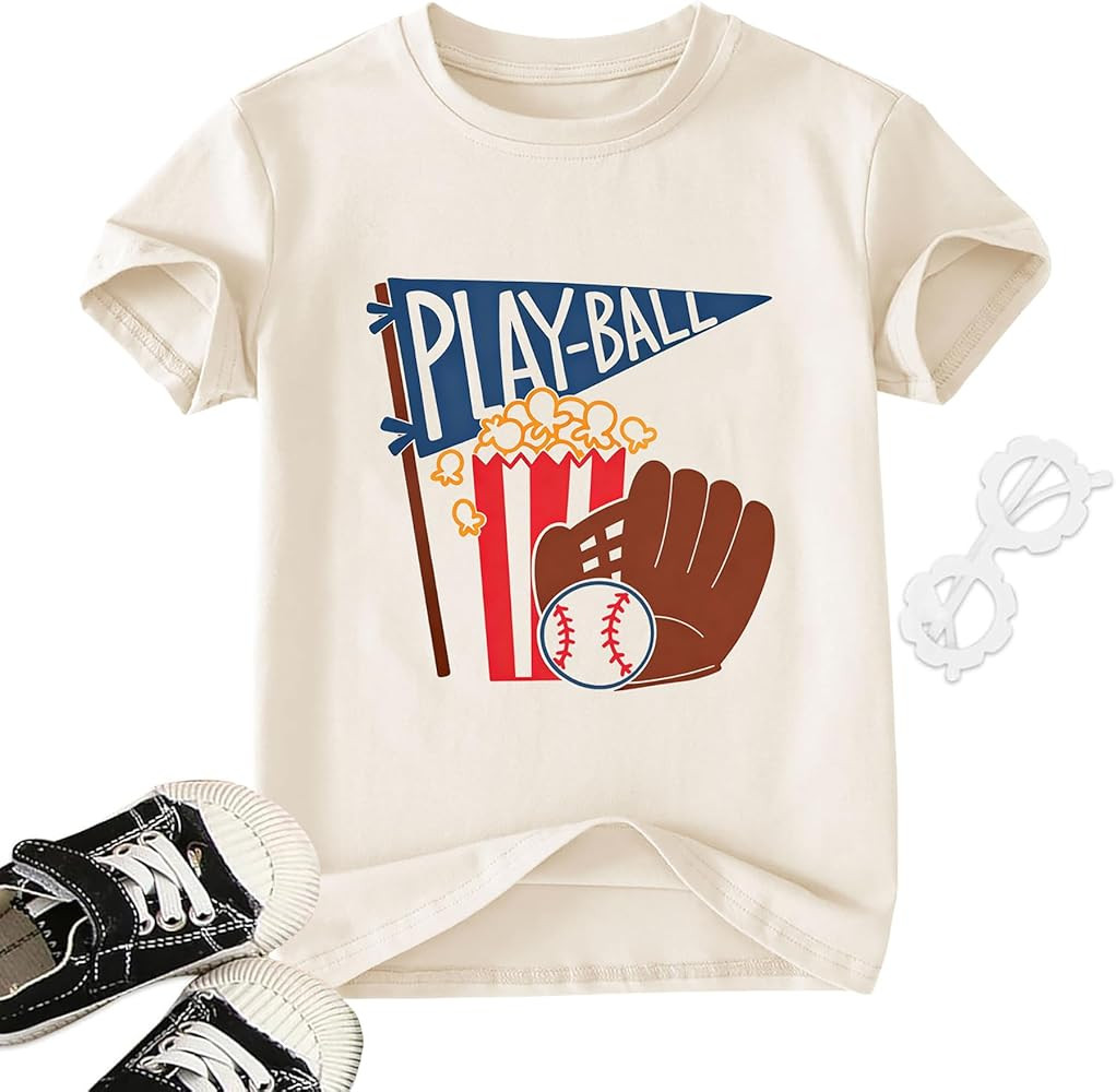 Baseball Shirts for Toddler Baby Boys Girls Funny Baseball Graphic Tshirt Athletic Kids Short Sle... | Amazon (US)