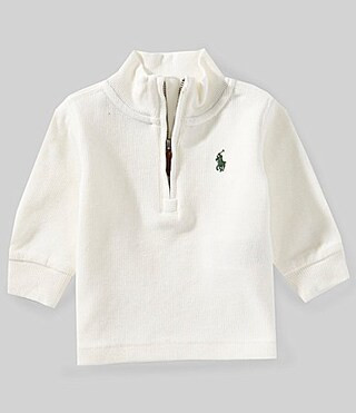 Ralph Lauren Baby Boys Long Sleeve Estate-Rib Quarter-Zip Pullover - 6 Months | Dillard's