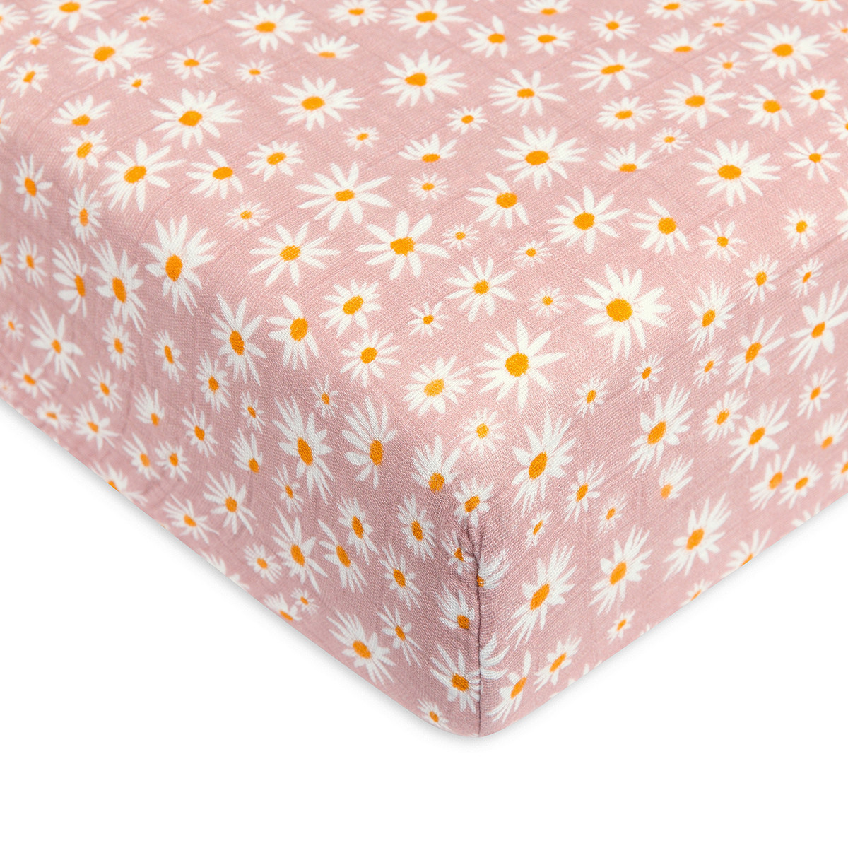 Babyletto Crib Sheet in GOTS Certified Organic Muslin Cotton (Color: Daisy) | The Tot
