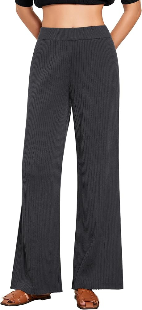 GRAPENT Sweater Wide Leg Pants Woman High Waisted Pull On Lounge Elastic Waist Fall Winter Casual... | Amazon (US)