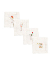 Set Of 4 Hand Embroidered Linen Coasters | TJ Maxx