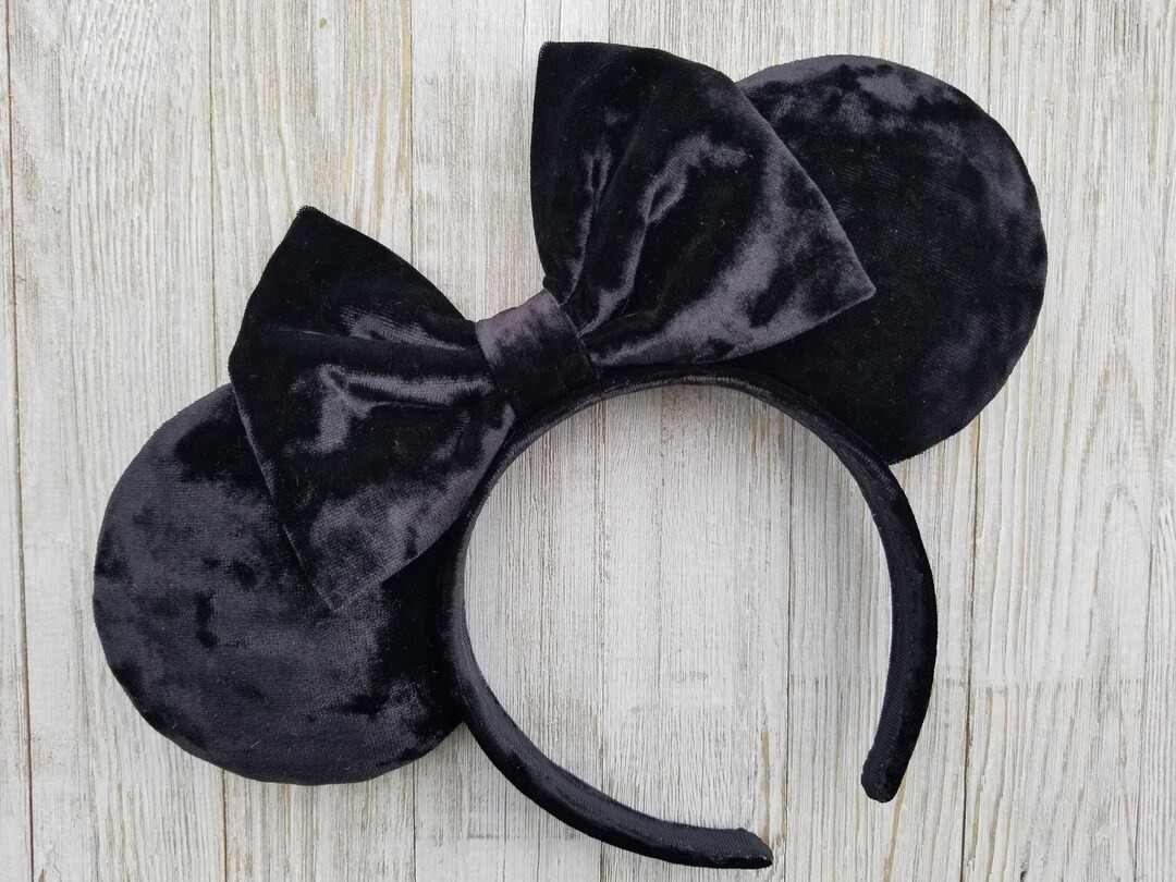 Black Velvet Minnie Ears Black Velvet Mickey Ears Black - Etsy | Etsy (US)