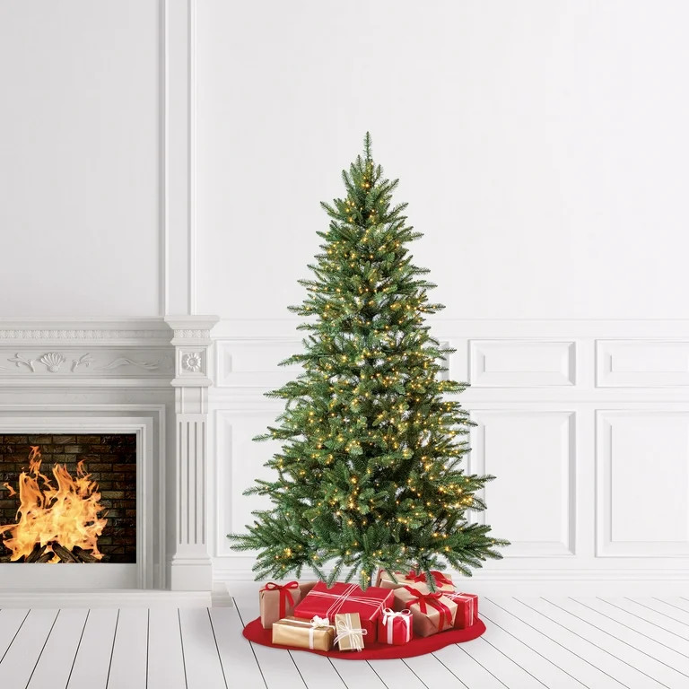 Holiday Time 7.5’ Pre-Lit Milford Pine Artificial Christmas Tree, LumaDazzle Color-Changing Twi... | Walmart (US)