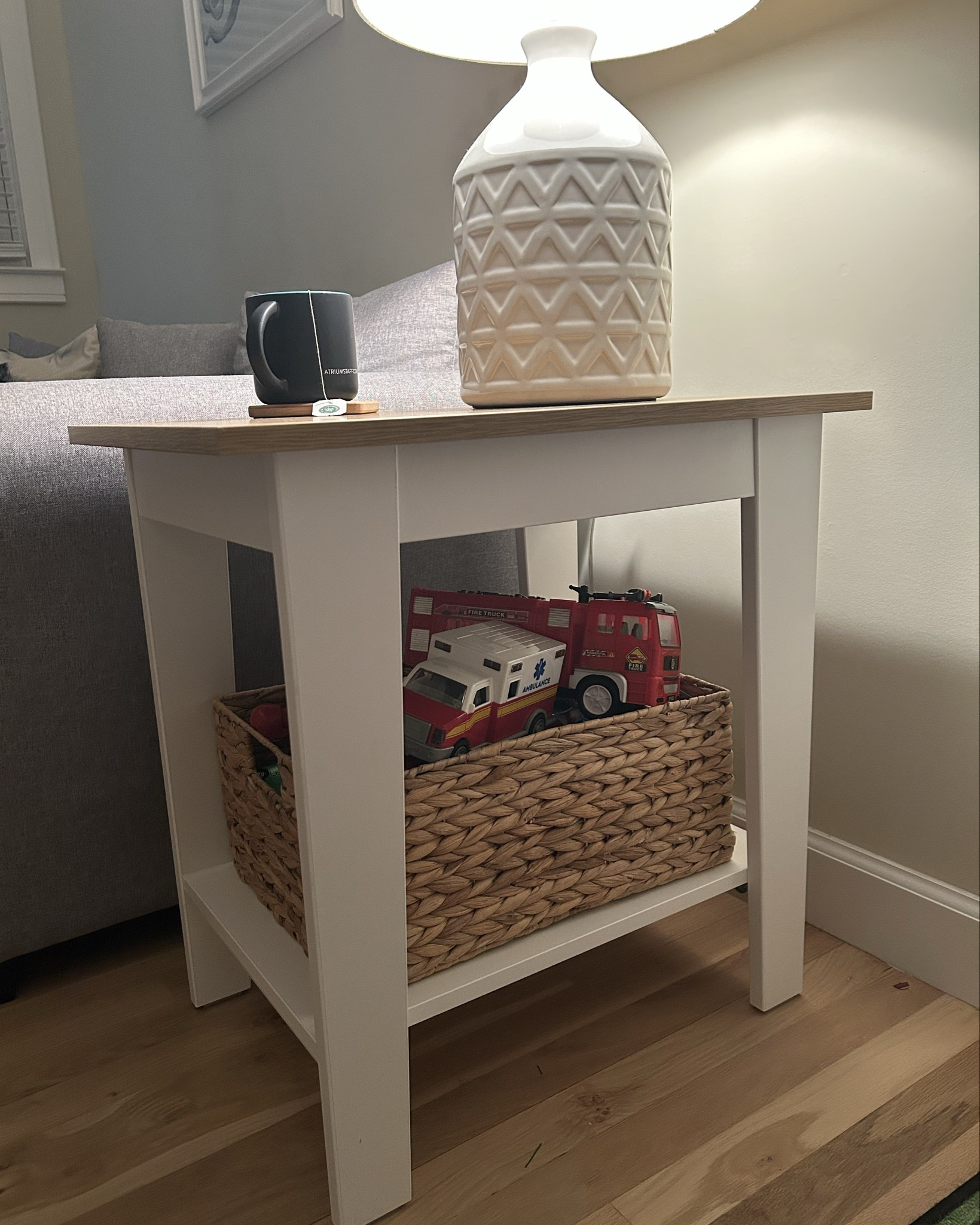 Perfect end table for my kids living space! 

Easy to assemble and sturdy- holds a large basket of toys with ease. 

#LTKFindsUnder100 #LTKFindsUnder50 #LTKHome