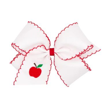 Apple Embroidered Moonstitch Bow | Classic Whimsy