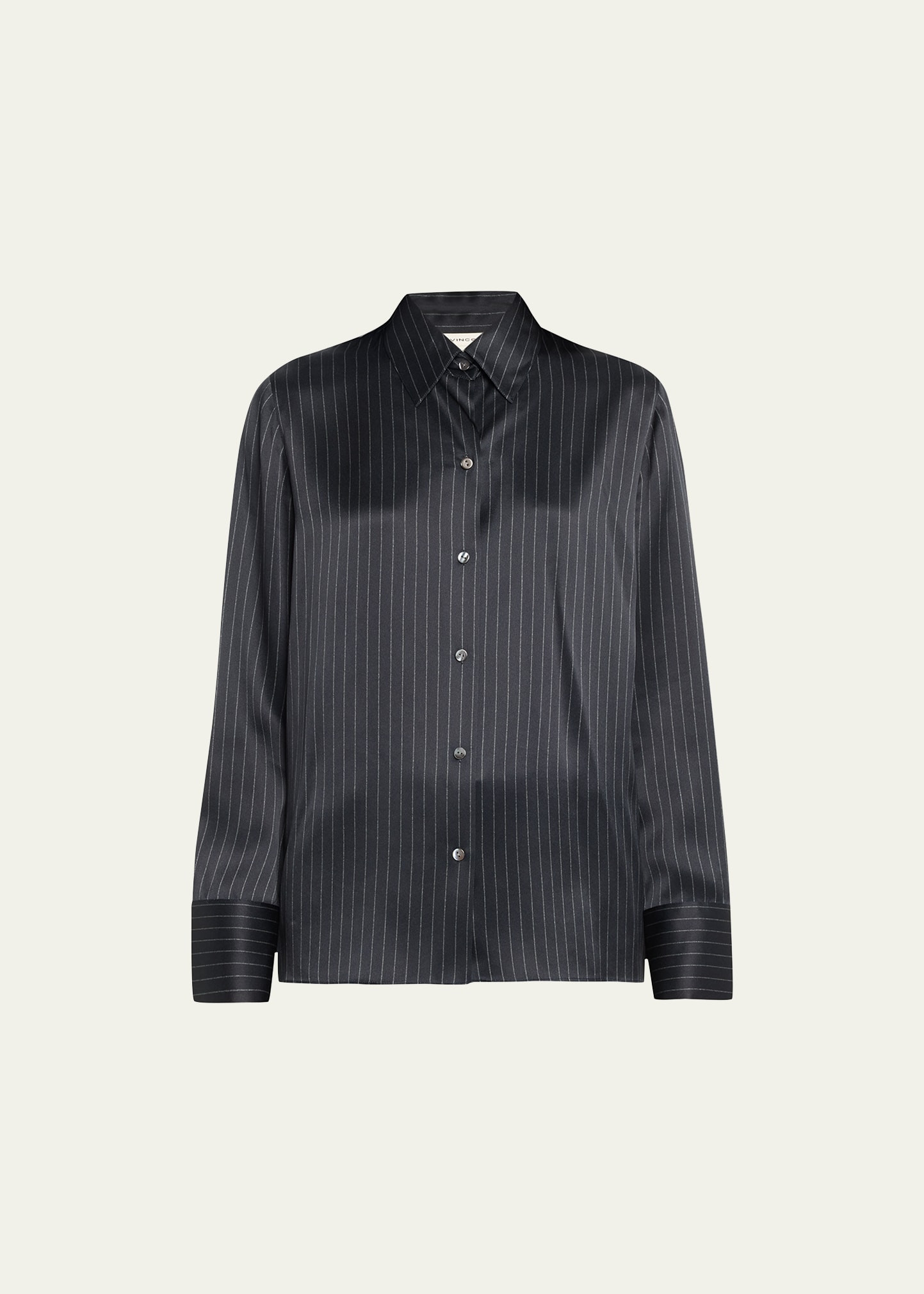 Vince Long-Sleeve Silk Pinstripe Shirt | Bergdorf Goodman