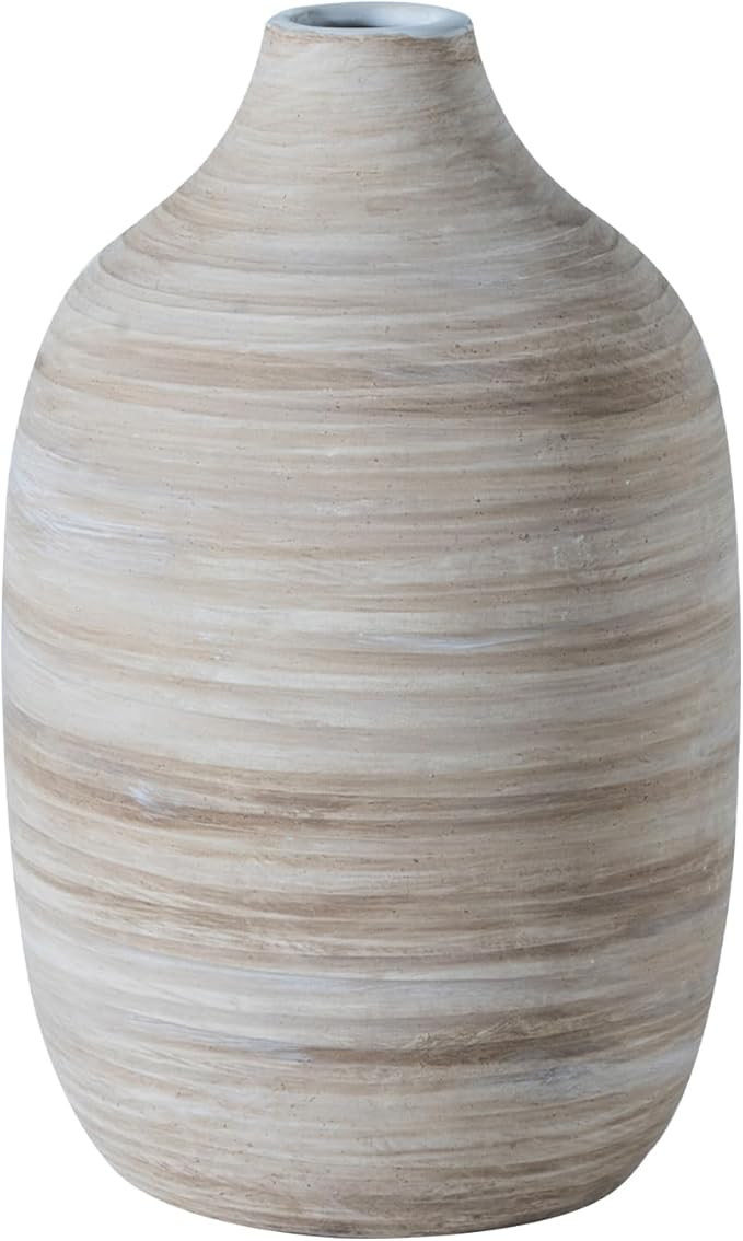 ALMA 9 Inch White Boho Vase for Modern Farmhouse|Ceramic Pampas Grass Vase|Decorative Rustic Vase... | Amazon (US)
