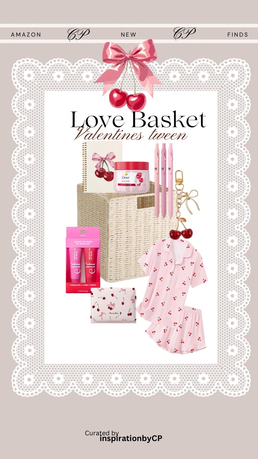 Love Basket Goodies for Tween-Teens Girls
#valentinesday #vday #kidsvalentinesgift #amazonfind #lovebasket #cherrythemed #cherry #giftsforher

#LTKValentine #LTKSeasonal #LTKKids