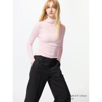Uniqlo - 100% Merino Ribbed Turtleneck Jumper - Pink - S | Uniqlo NL
