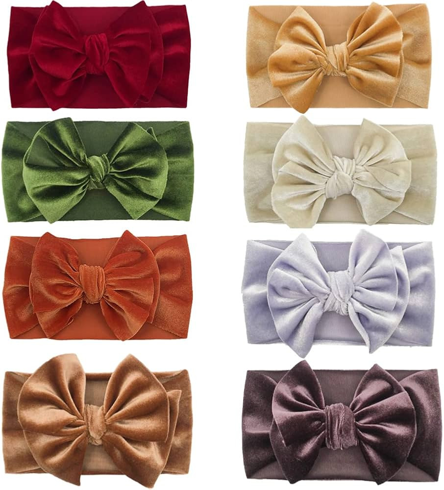 YeeMan 8PCS Elastic Christmas Velvet Headband for Baby Girls,Toddler Girls Bows Turban Head Wrap ... | Amazon (US)