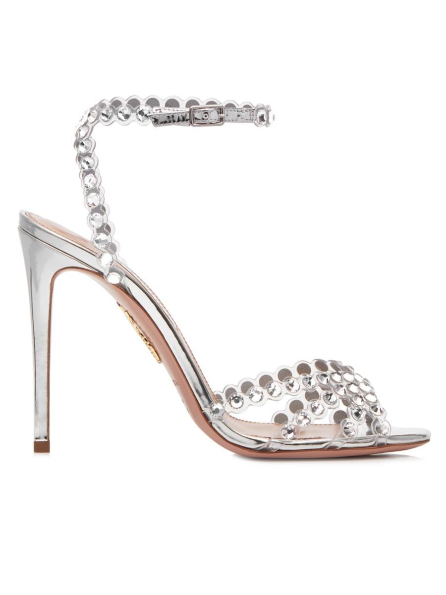 Aquazzura Tequila Crystal-Embellished Ankle Strap Sandals | Saks Fifth Avenue