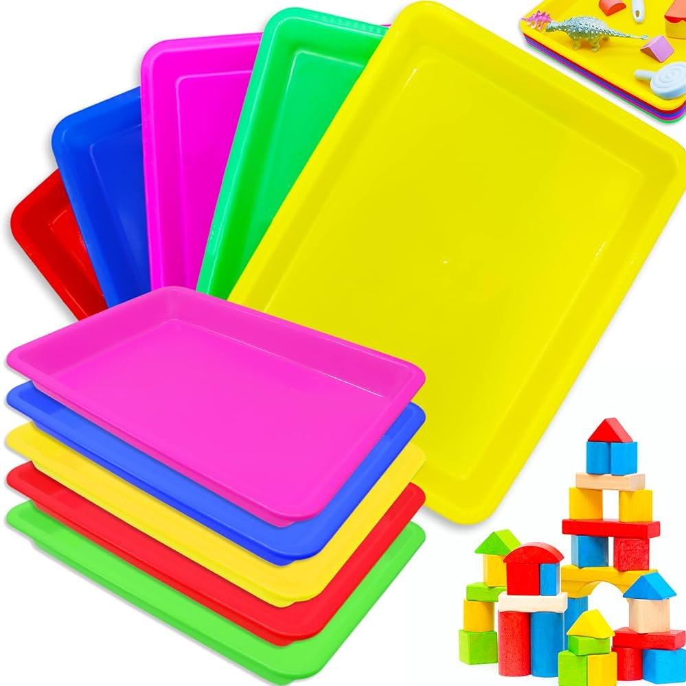 Plastic Art Trays,10 Pack Activity Plastic Crafts Tray,Medium Size,Multicolor Kids Organizer Tray... | Amazon (US)