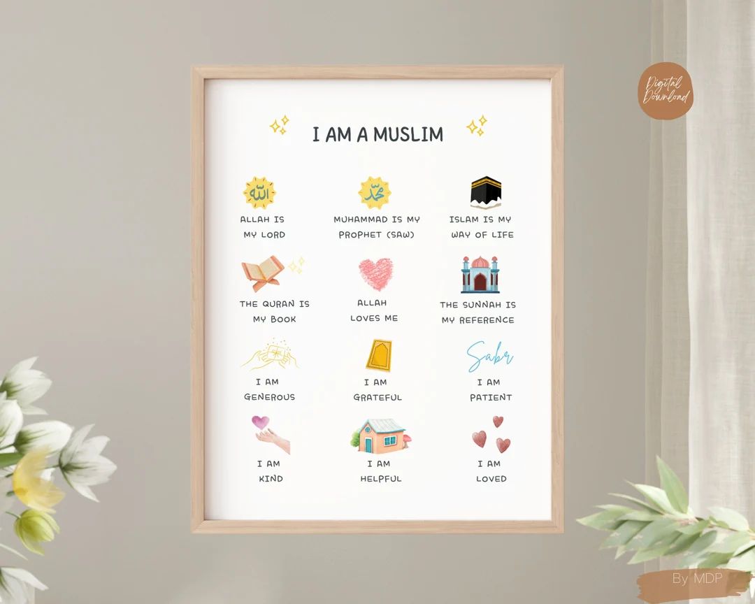 Islamic Affirmations print, Positive Affirmations for Muslim Kids, I am poster, Islamic Nursery, ... | Etsy (US)