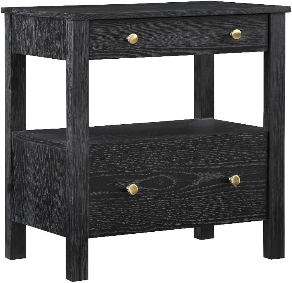Comfort Pointe Delano Black Finish Wood 2-Drawer Modern Storage Nightstand | Amazon (US)