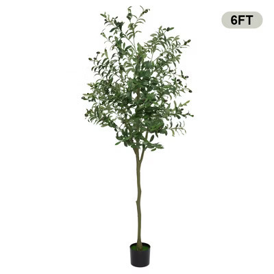 6FT Artificial Olive Tree, Faux Potted Olive Tree With Realistic Leaves and Fruits, Fake Olive Tree for Home Office Living Room Bedroom Foyer Decor | Target
