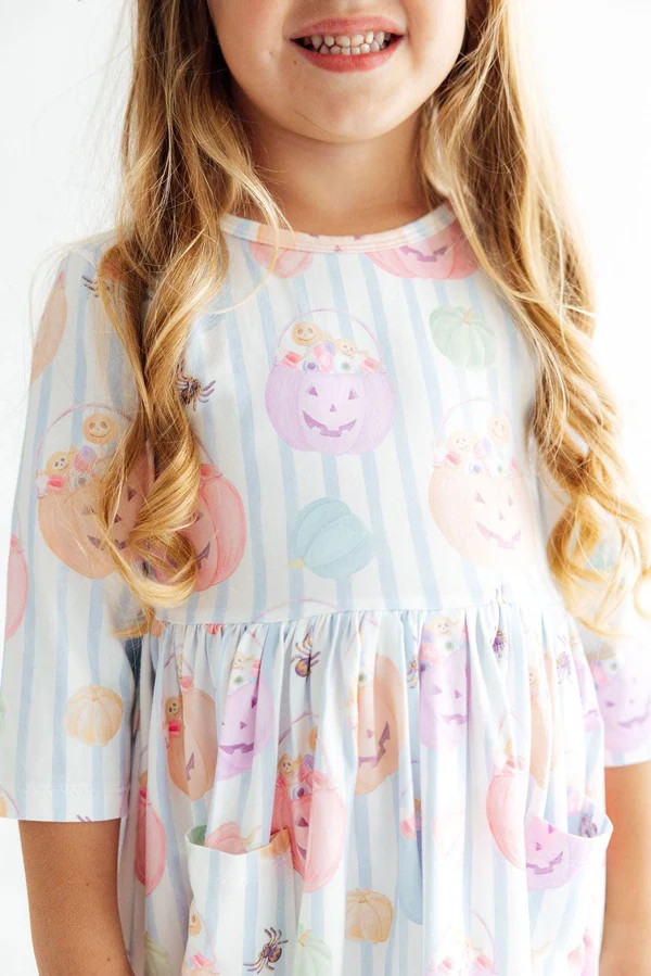 Here for the Candy 3/4 Sleeve Pocket Twirl Dress | Mila & Rose