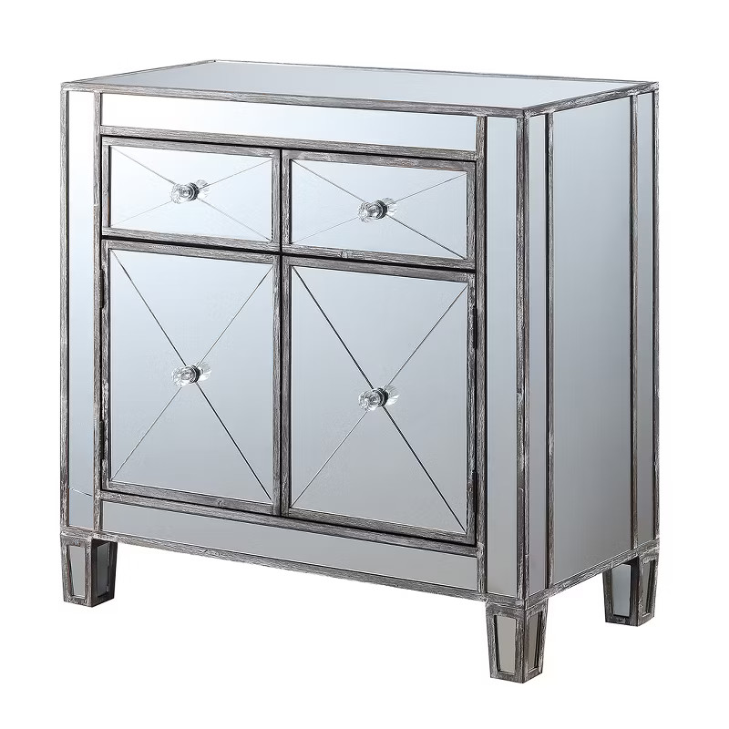Gold Coast Vineyard 2 Drawer Mirrored Cabinet Weathered Gray - Breighton Home | Target