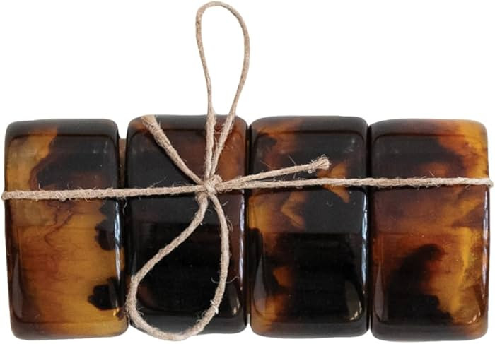 Creative Co-Op 4-Piece Oval Resin Napkin Rings, Tortoise Shell Finish | Amazon (US)