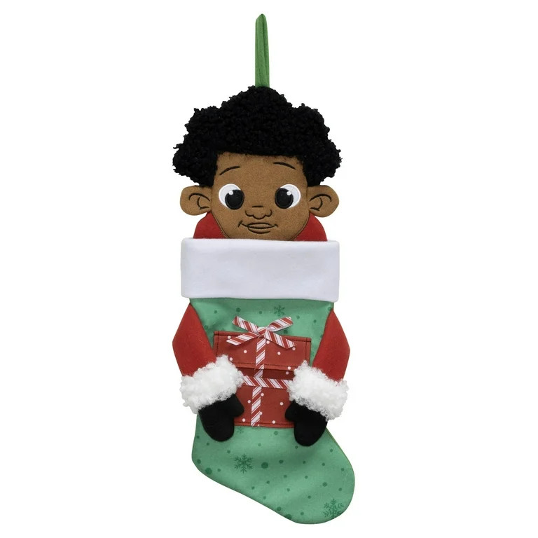 Black Paper Party Boy Christmas Stocking, Green, 20" | Walmart (US)