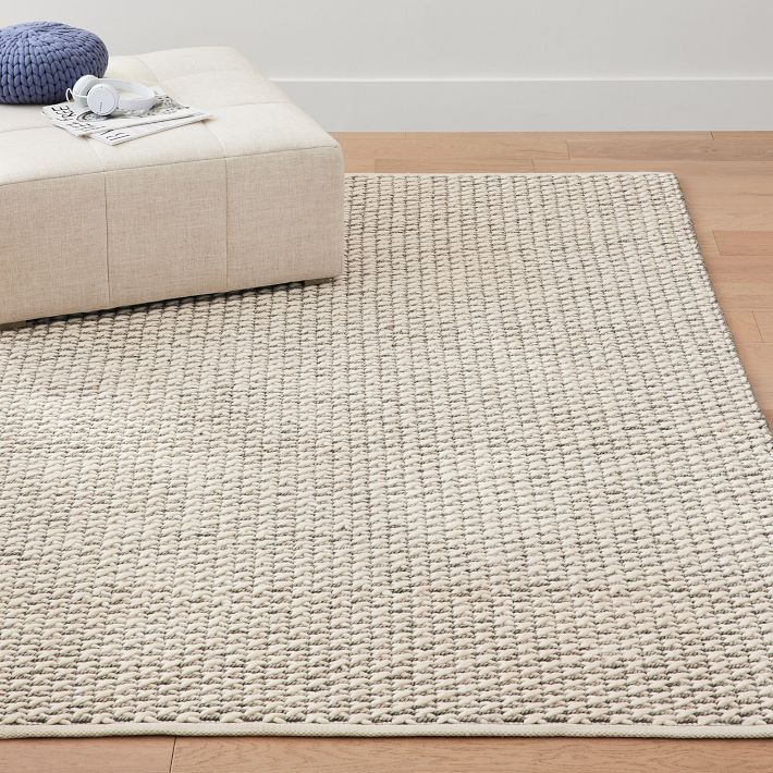 Cross Stitch Woven Rug - Charcoal/Ivory | Pottery Barn Teen