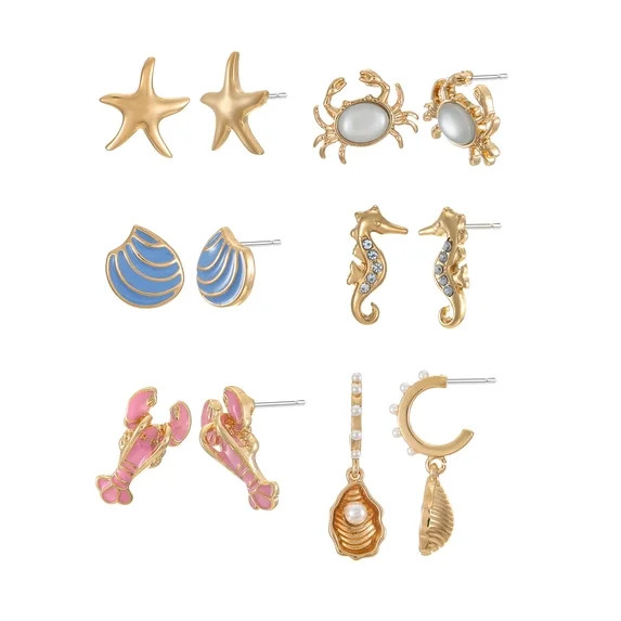 Packed Party Under the Sea Earring Set, 6 Pair | Walmart (US)