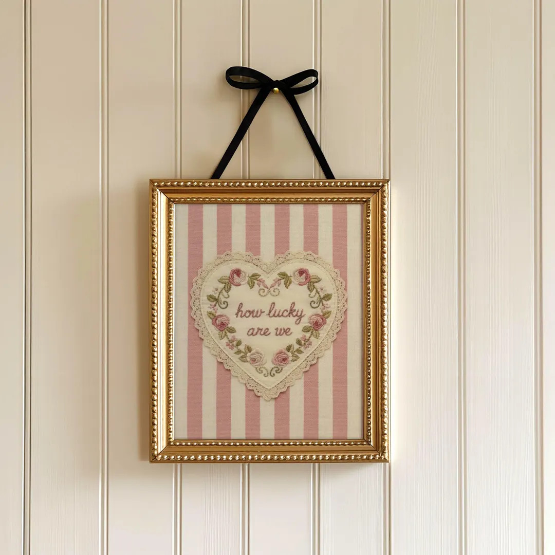 How Lucky Are We Wall Art | Valentine Lace Heart Print | Romantic Coquette Decor - Etsy | Etsy (US)