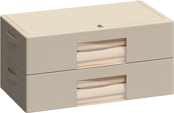 Under Bed Storage Bins Frame Storage Box Oxford Fabric Sturdy Underbed Container Foldable Stackab... | Amazon (US)