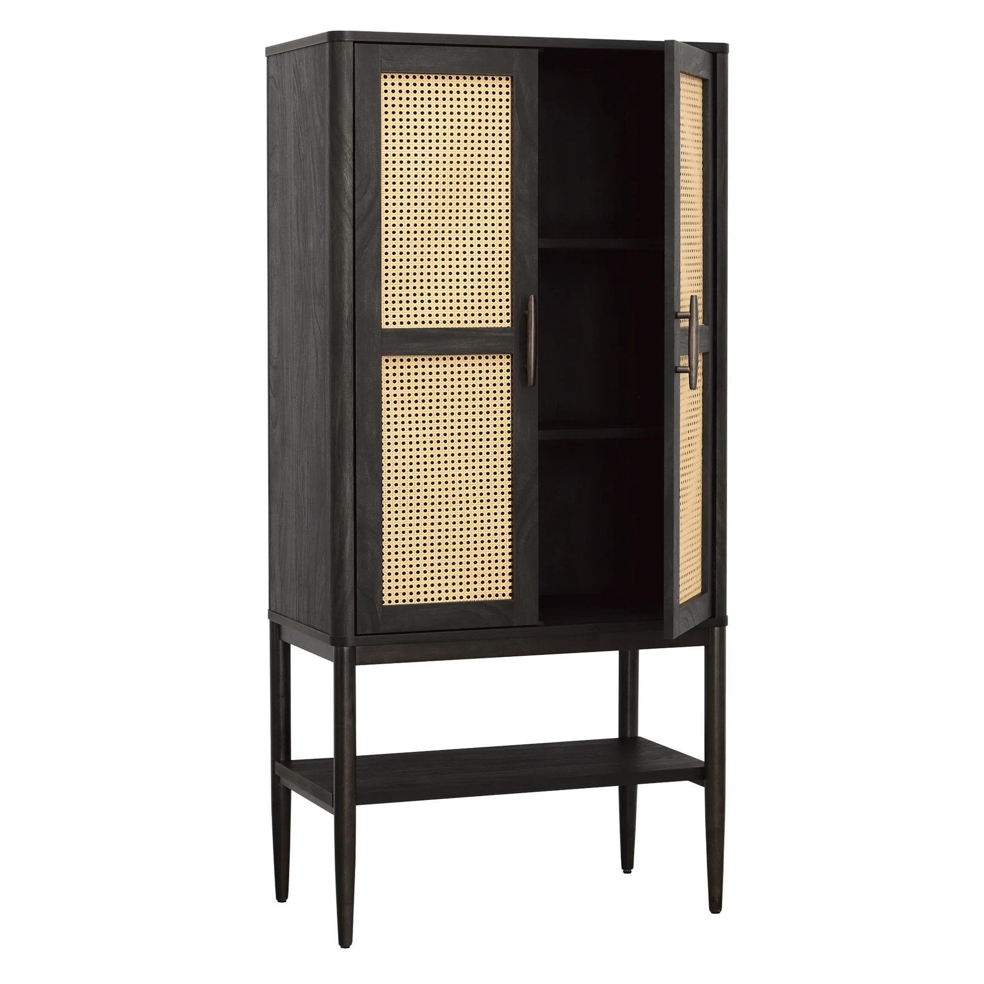 Better Homes & Gardens Springwood Caning Storage Cabinet, Charcoal Finish - Walmart.com | Walmart (US)