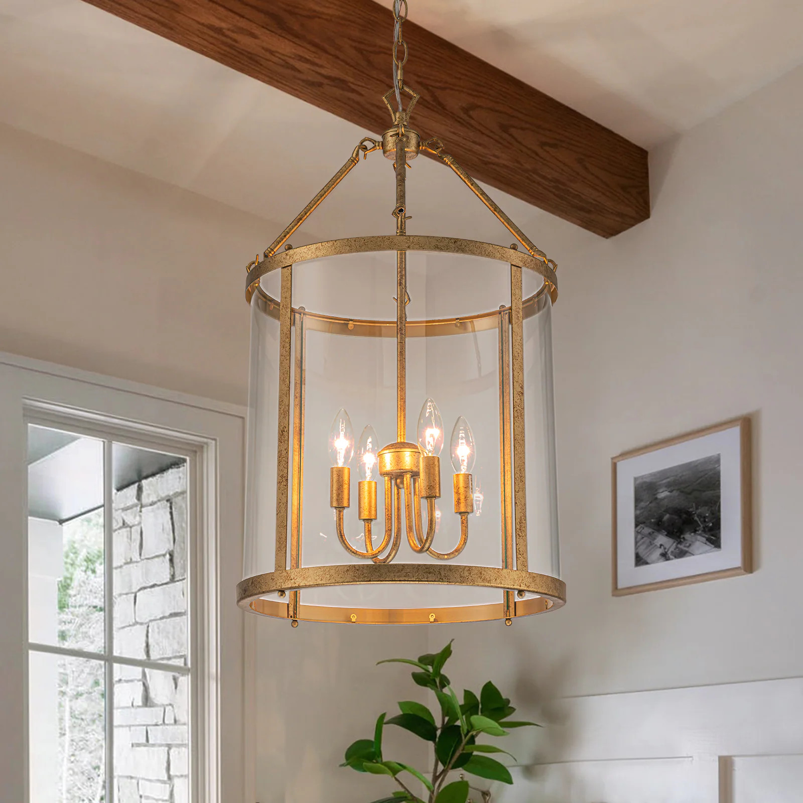 EDISLIVE Ellison 4 -Light Antique Gold Clear glass Metal Chandelier | Y81010000069018 | Lowe's