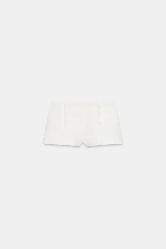 High-waist shorts in a ramie blend. Featuring a tonal inner lining and a front button fastening. | Zara UK