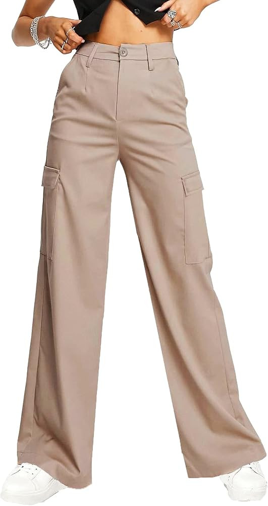 ClearFlower Cargo Pants for Women High Waisted Streetwear Cargo with Pockets Parachute Pants Causal  | Amazon (US)