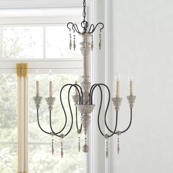 5 - Light Candle Style Classic Chandelier with Beaded Accents | Wayfair North America