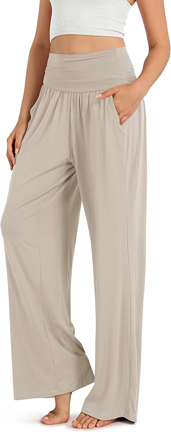 ODODOS Women's Wide Leg Palazzo Lounge Pants with Pockets Light Weight Loose Comfy Casual Pajama ... | Amazon (US)