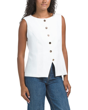 Vest With Gold Tone Buttons for Women | Polyester/Spandex | Marshalls