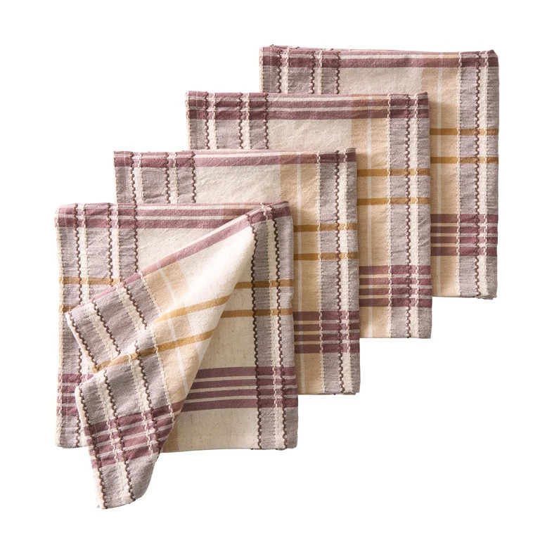 Better Homes & Gardens Upstate Plaid Napkin Set Cotton Linen Blend, 20 x 20 Inch, 4 Pack | Walmart (US)