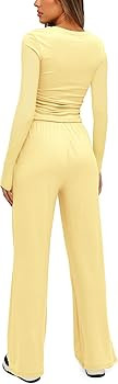 Darong Women's 2 Piece Outfits Lounge Sets 2026 Long Sleeve Tops Wide Leg Pants Casual Matching S... | Amazon (US)