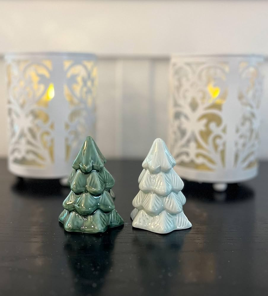Ceramic Christmas Tree Salt and Pepper Shaker Set, Green, 3 Inches High | Amazon (US)