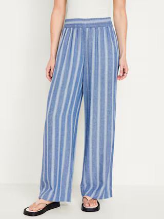 High-Waisted Linen-Blend Wide-Leg Pants | Old Navy (US)