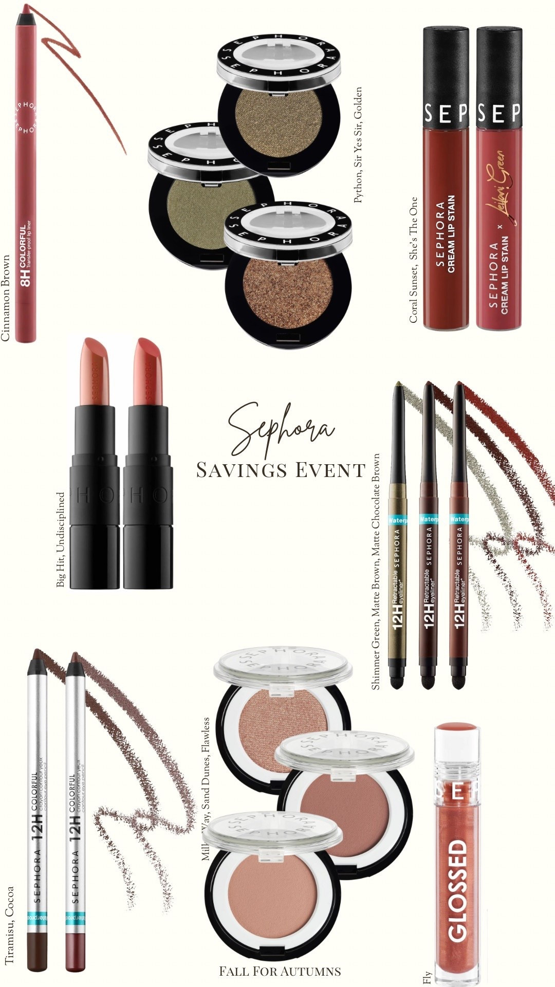 Sephora sale for autumns, soft autumn, dark autumn, true autumn, house of colour autumn, HOC autumn, makeup, warm makeup, fall, drugstore, brown, olive green

#LTKGiftGuide #LTKSaleAlert #LTKBeauty