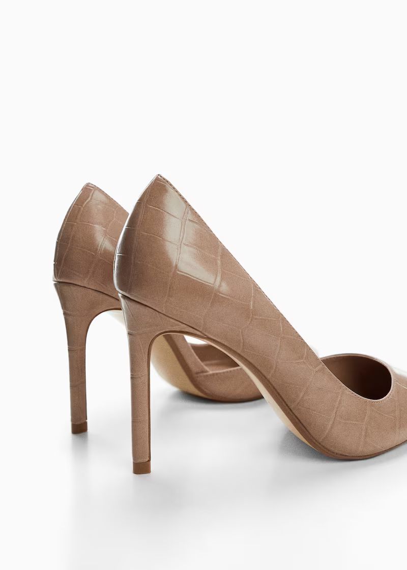 Croc-effect heeled shoes -  Women | Mango United Kingdom | MANGO (UK)