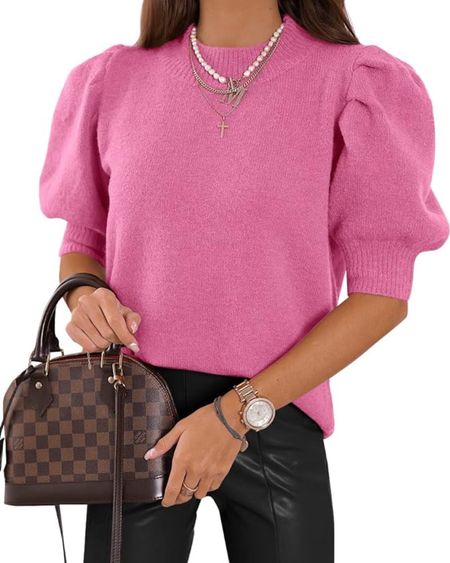 Preppy top for work or date night, amazon find, sweater, casual top, puffy sleeves, trendy, 

#LTKover40 #LTKworkwear #LTKfindsunder50